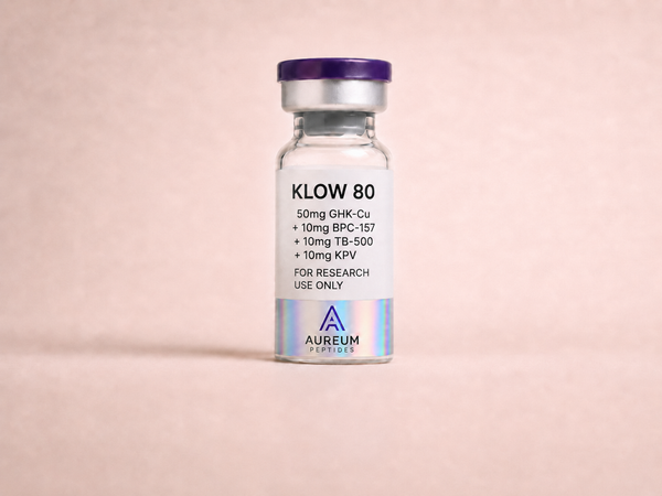 KLOW Blend 80mg peptide blend vial met GHK-Cu, BPC-157, TB-500 en KPV - Aureum Peptides